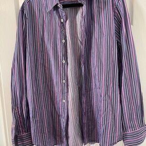 Bugatchi Purple Multi-Stripe Button-Down Shirt